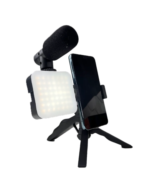 Kit Gravação com Suporte Tripé + Luz de Led e Microfone OR-PL04