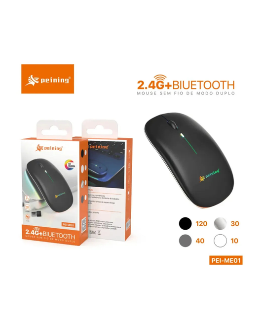 Mouse Sem Fio Rgb 2.4ghz + Bluetooth Peining PEI-ME01