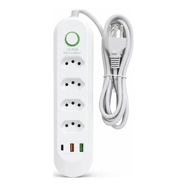 Filtro de Linha Portátil Luatek 4 Tomadas 2 USB e Type-C 2M LK-7653