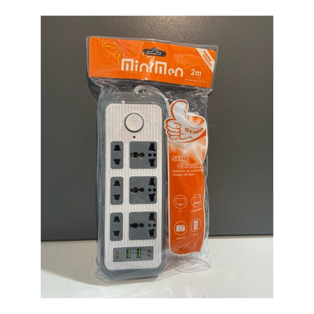 Extensão Elétrica MiniMen 6 Tomadas Universais e 4 USB 2M MM-534