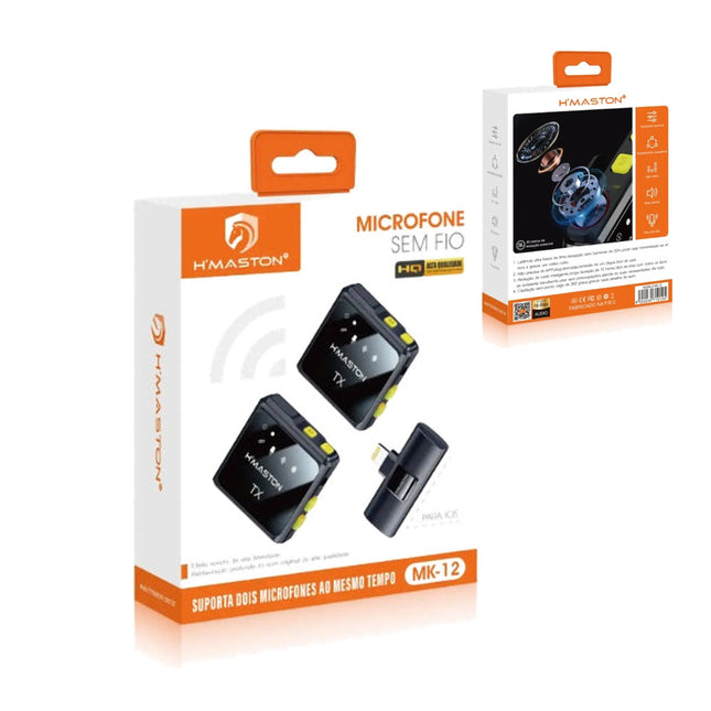 Microfone de Lapela Sem Fio Duplo Lightning - H'Maston MK12