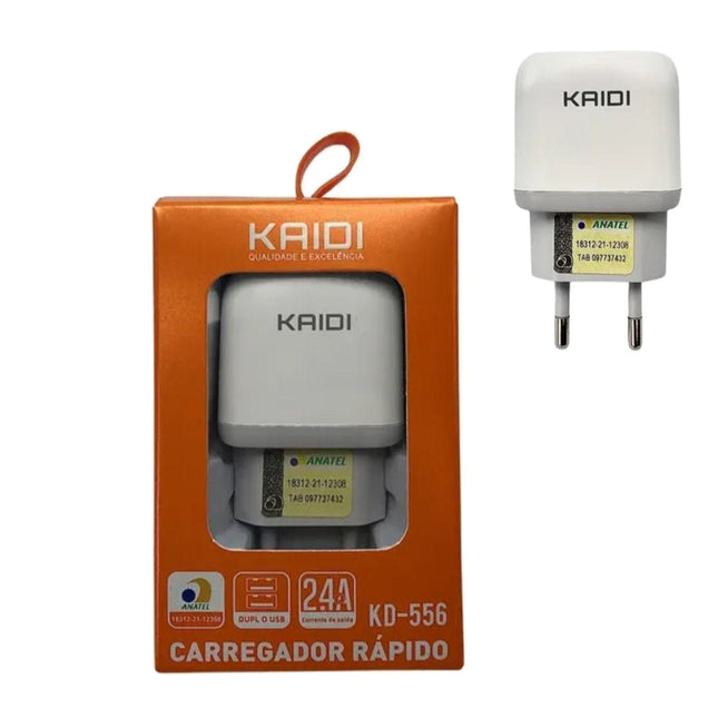 Fonte Carregador 12W 2 USB Kaidi KD-556