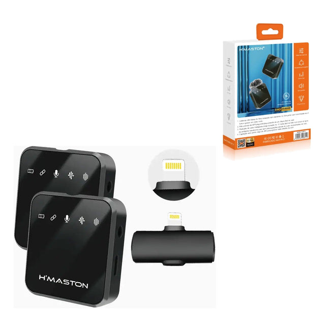 Microfone de Lapela Sem Fio Duplo Lightning - H'Maston MK15