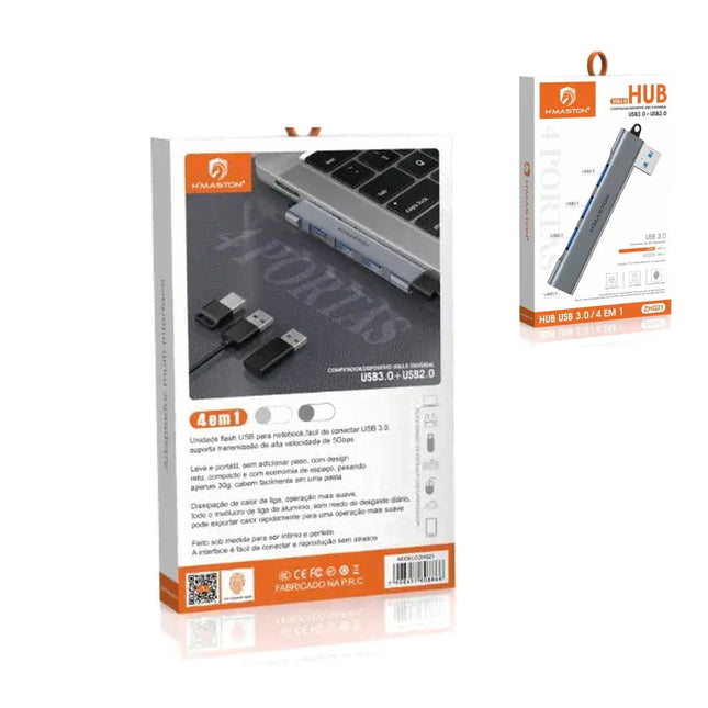 Hub USB 3.0 4 em 1 5Gbps H'Maston ZHQ21