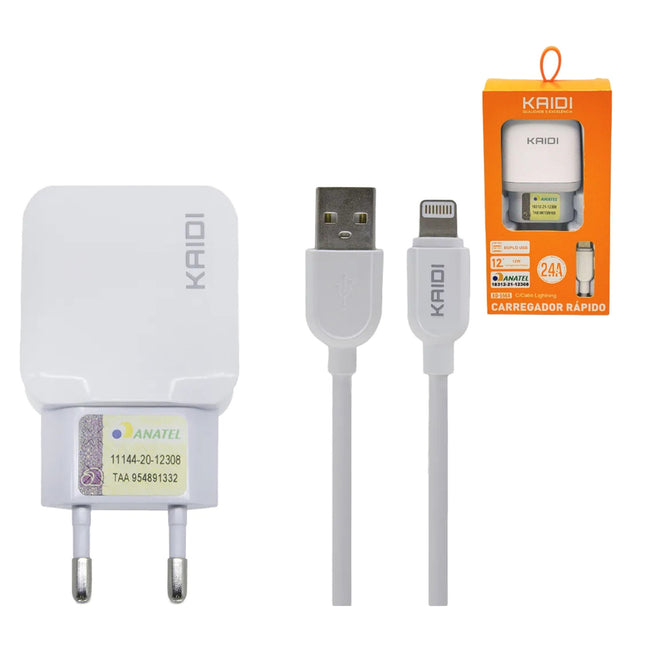 Carregador 12W 2 USB para iPhone Kaidi KD-556A