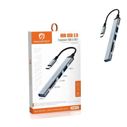 Hub USB-C 5 em 1 H'Maston Transferência Rápida ZHQ23 #saldão