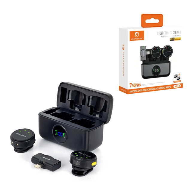 Microfone Lapela Hmaston Lightning 2 em 1 MK18