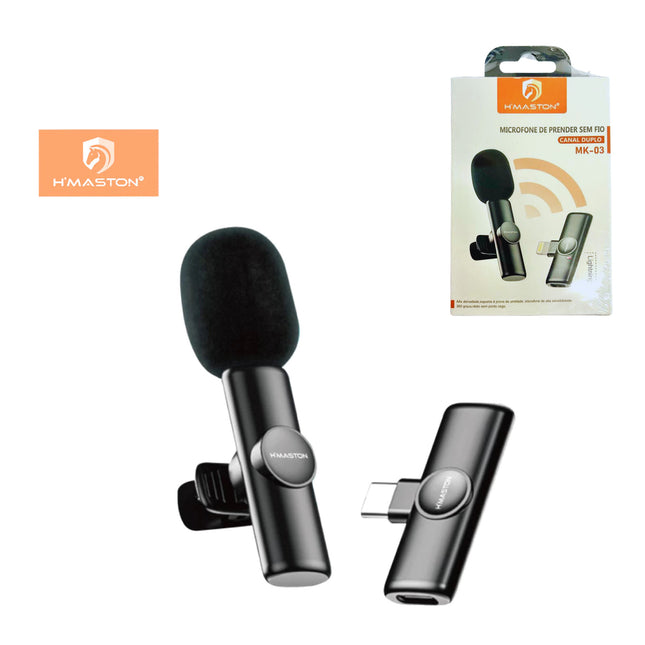 Microfone de Lapela Sem Fio Lightning para iPhone - H'Maston MK03