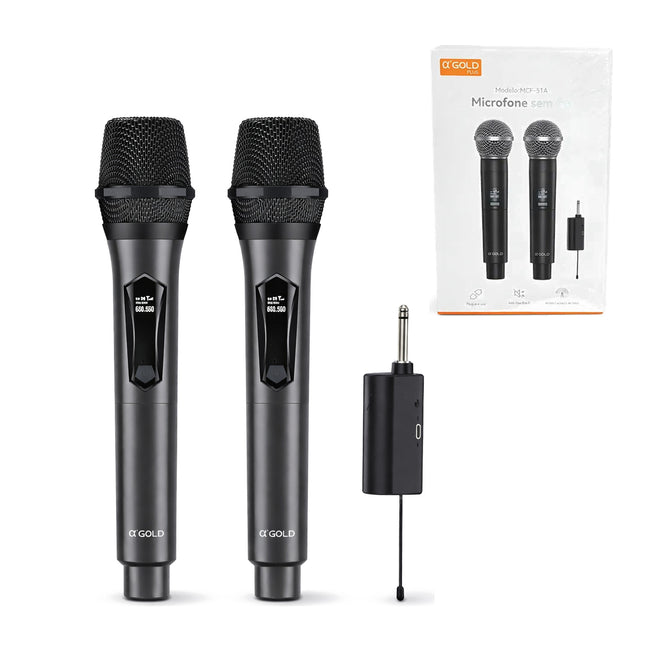 Microfone Sem Fio Duplo Karaoke MCF-51A