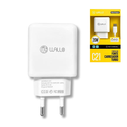 Carregador de Celular Wallo C-21 Tipo C