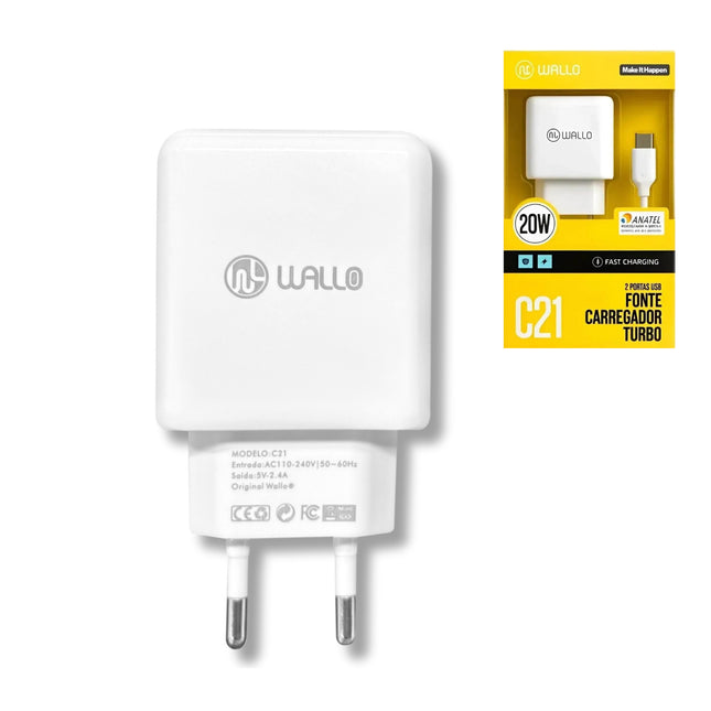 Carregador de Celular Wallo C-21 Tipo C