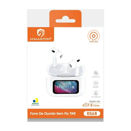 Fone Tws Bluetooth Com Tela Touch H'Maston RS68