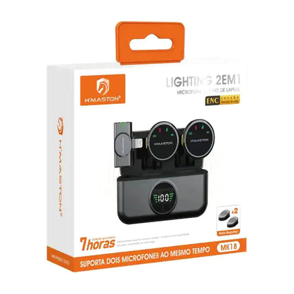 Microfone Lapela Hmaston Lightning 2 em 1 MK18