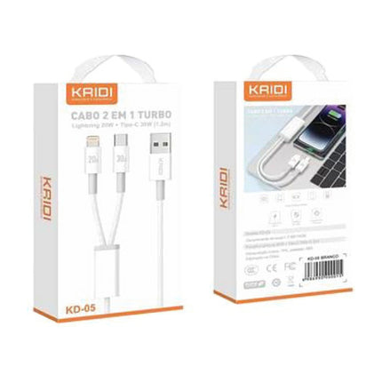 Cabo 2 em 1 Turbo IOS e Tipo C KD-05