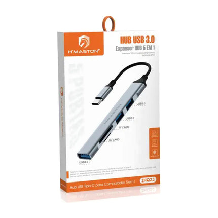 Hub USB-C 5 em 1 H'Maston Transferência Rápida ZHQ23 #saldão
