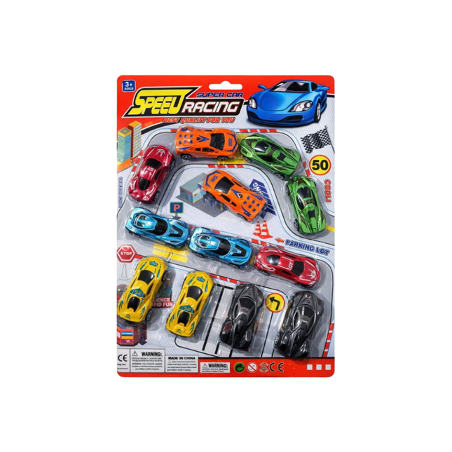 Cartela Speed Racing com 12 Carros