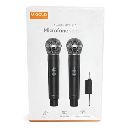 Microfone Sem Fio Duplo Karaoke MCF-51A