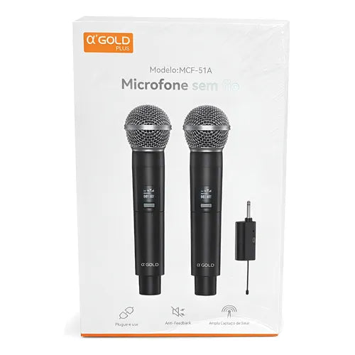 Microfone Sem Fio Duplo Karaoke MCF-51A