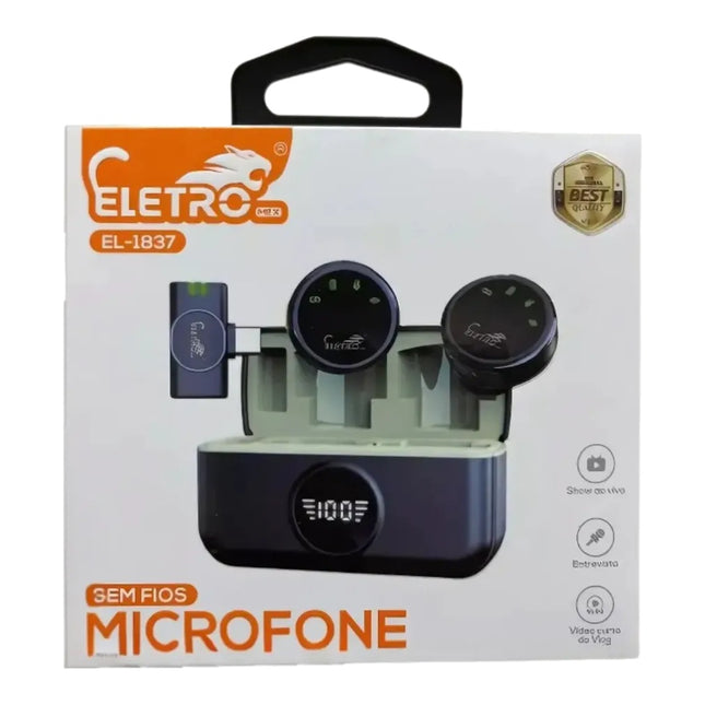 Microfone de Lapela Sem Fio Duplo Tipo C - EL-1837