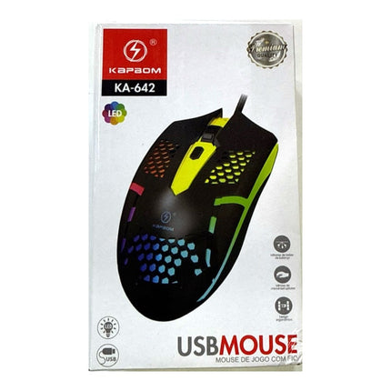Mouse Gamer com Fio LED Colmeia Kapbom KA-642