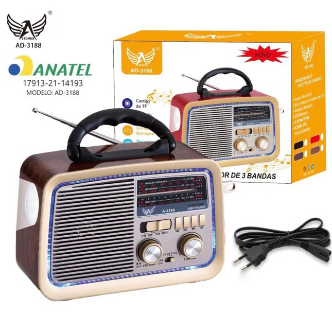 Rádio Portátil Retrô Altomex AD-3188