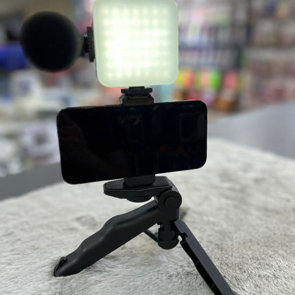 Kit Gravação com Suporte Tripé + Luz de Led e Microfone OR-PL04