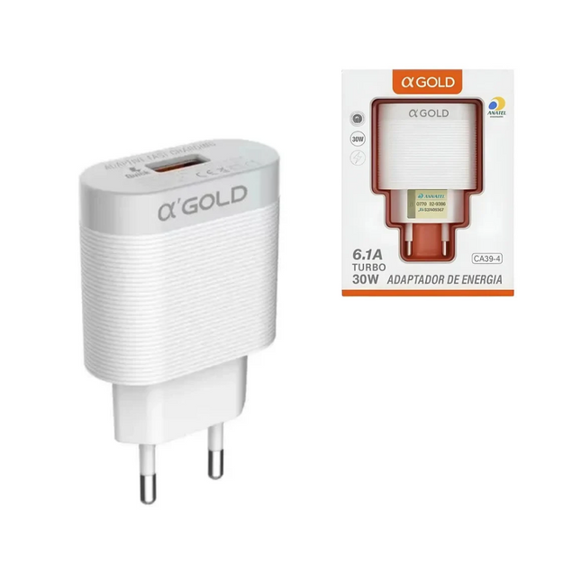 Fonte USB Carregador Turbo 30W A'gold CA39-4