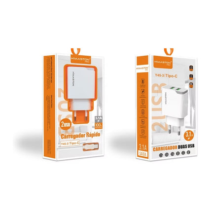 Carregador Turbo 15W 2 USB Tipo C H'Maston Y45-3
