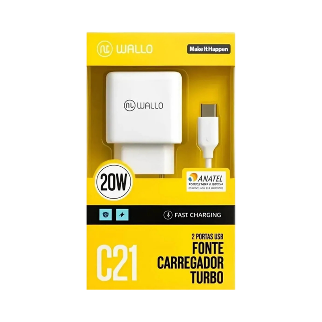Carregador de Celular Wallo C-21 Tipo C