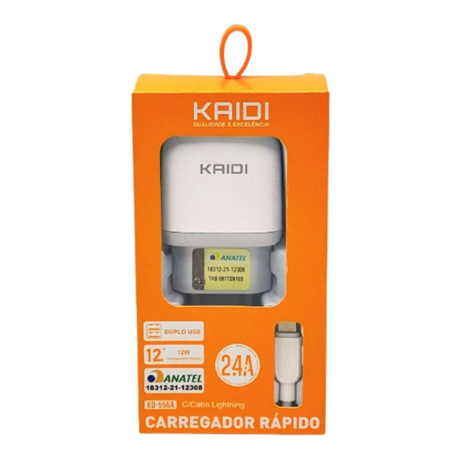 Carregador 12W 2 USB para iPhone Kaidi KD-556A