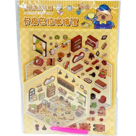 Folha de Adesivos Cenário Capivara