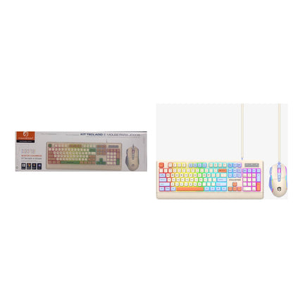 Kit Teclado e Mouse Gamer RGB com Fio Blocos Coloridos H'Maston KB715