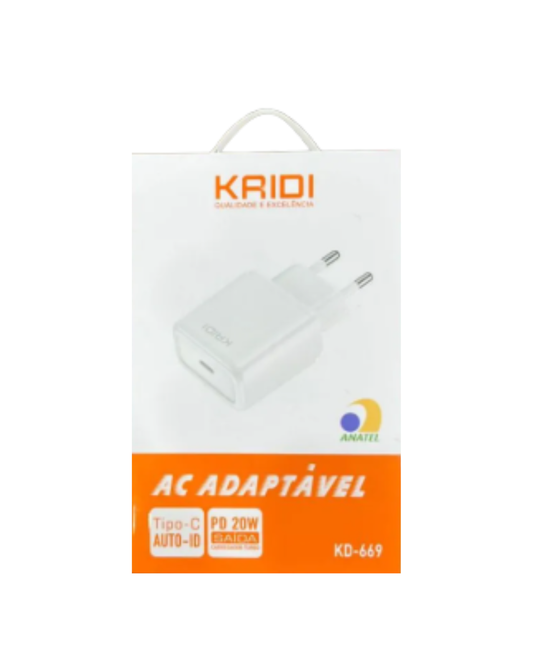 Carregador Tomada 20W Tipo C Kaidi KD-669
