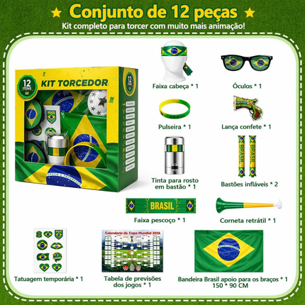 Kit Torcedor 12 Itens para Copa do Mundo 2026