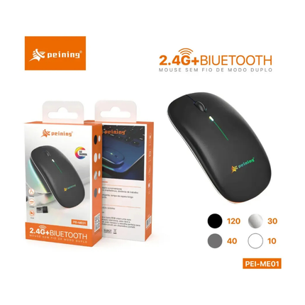 Mouse Sem Fio Rgb 2.4ghz + Bluetooth Peining PEI-ME01