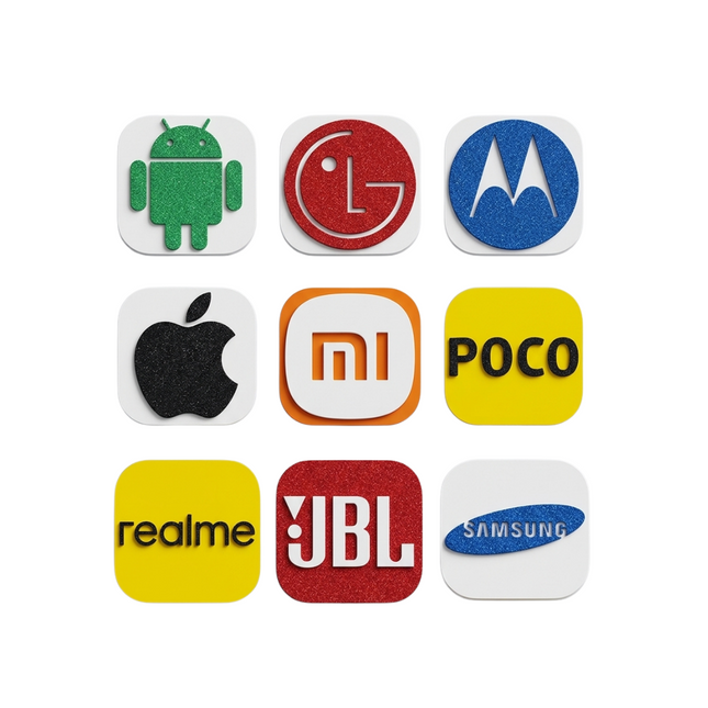 Placa Decorativa com Logo de Marca de Celular – Impressão 3D Relevo