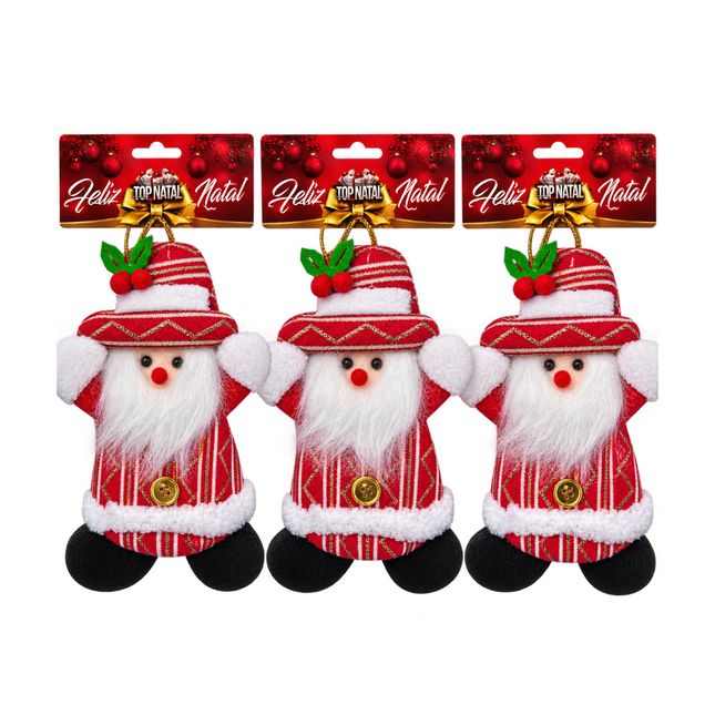 Kit 3 Bonecos Papai Noel