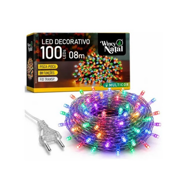Kit 3 Leds Decorativo Pisca Pisca 100 Leds Fio Transparente 08M