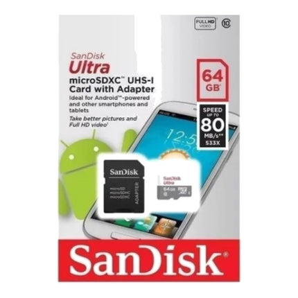 Cartão de Memória SanDisk Ultra 64GB microSDXC com Adaptador