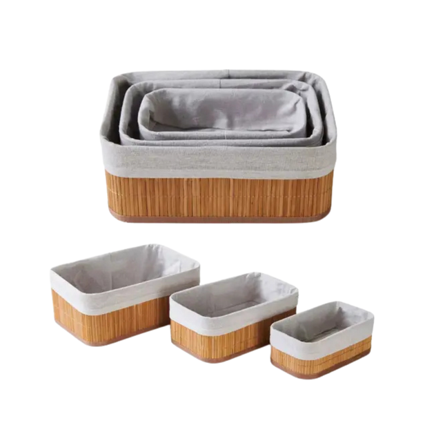 Kit 3 Cestos de Bambu - BM-F1101